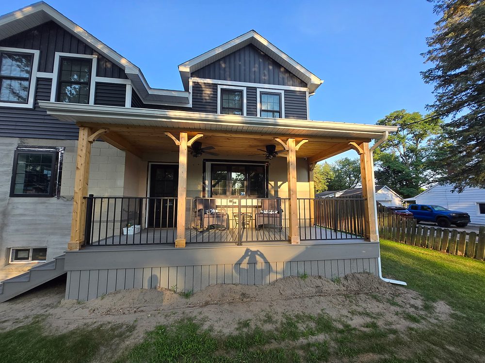 Custom covered deck with cedar ceiling - Sasquatch King LLC