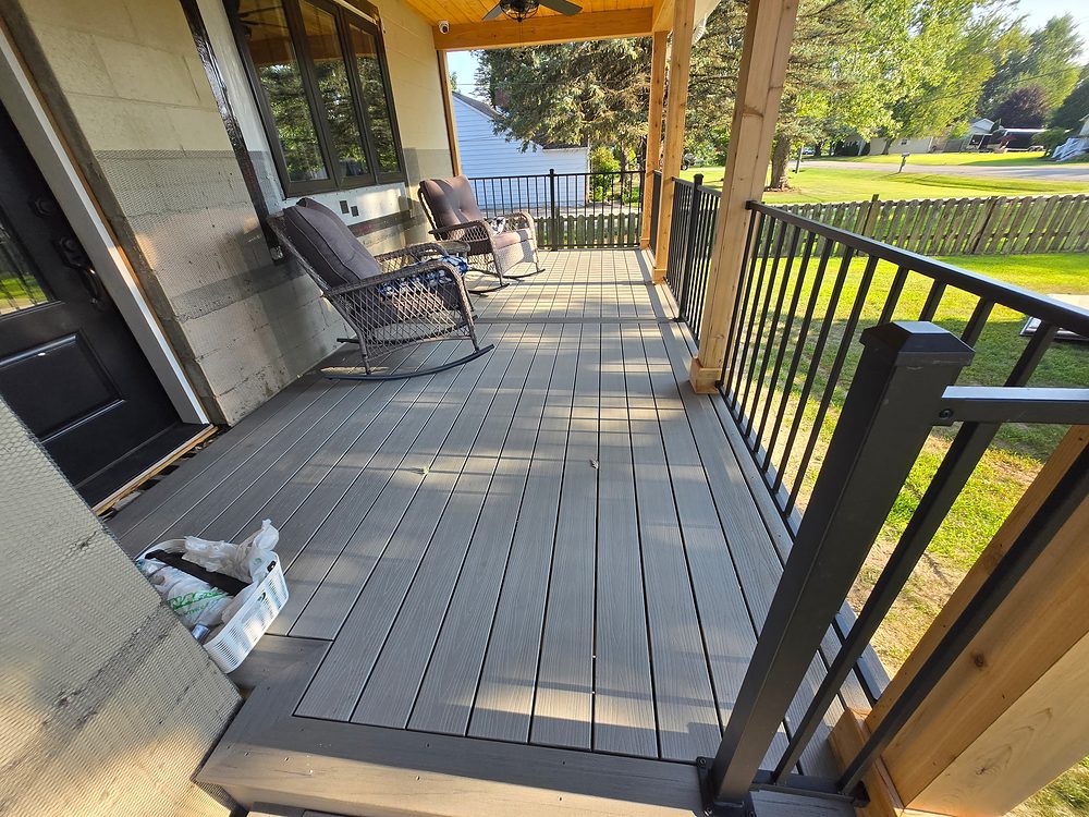 Composite decking with metal railings