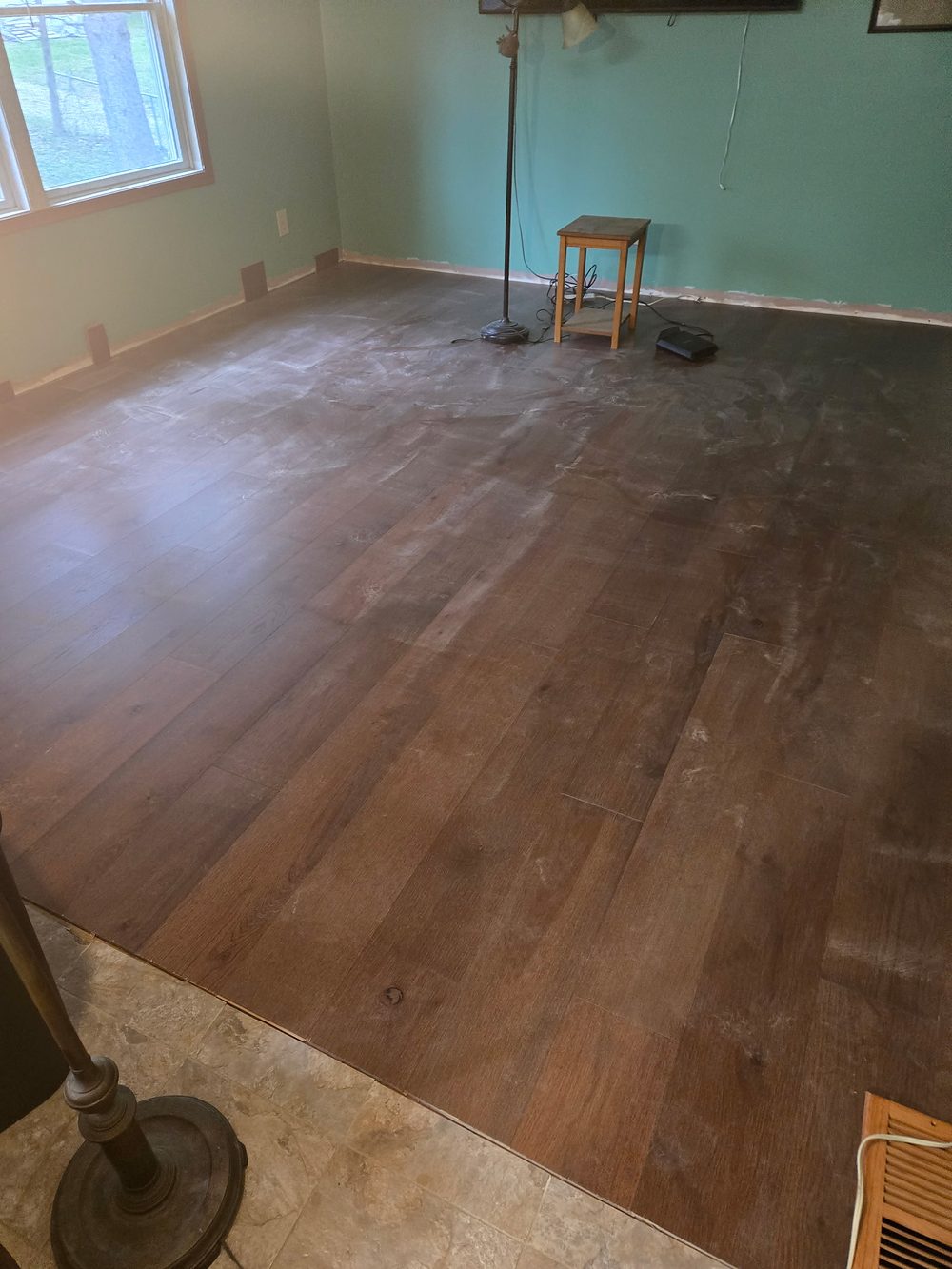 Finished laminate hardwood flooring installation